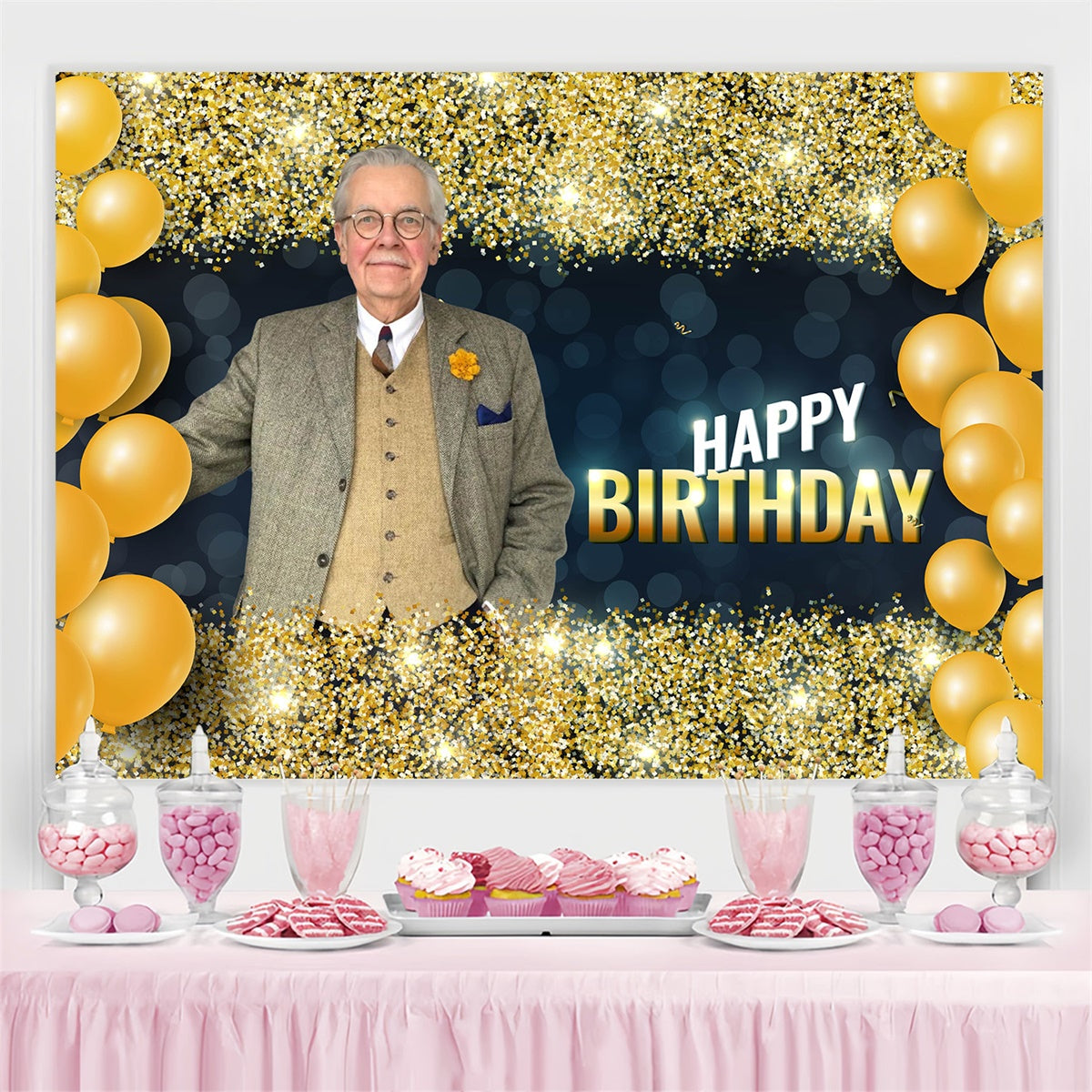 Custom Made Birthday Backdrops funkelnde Konfetti elegante Kulisse MRR3-162