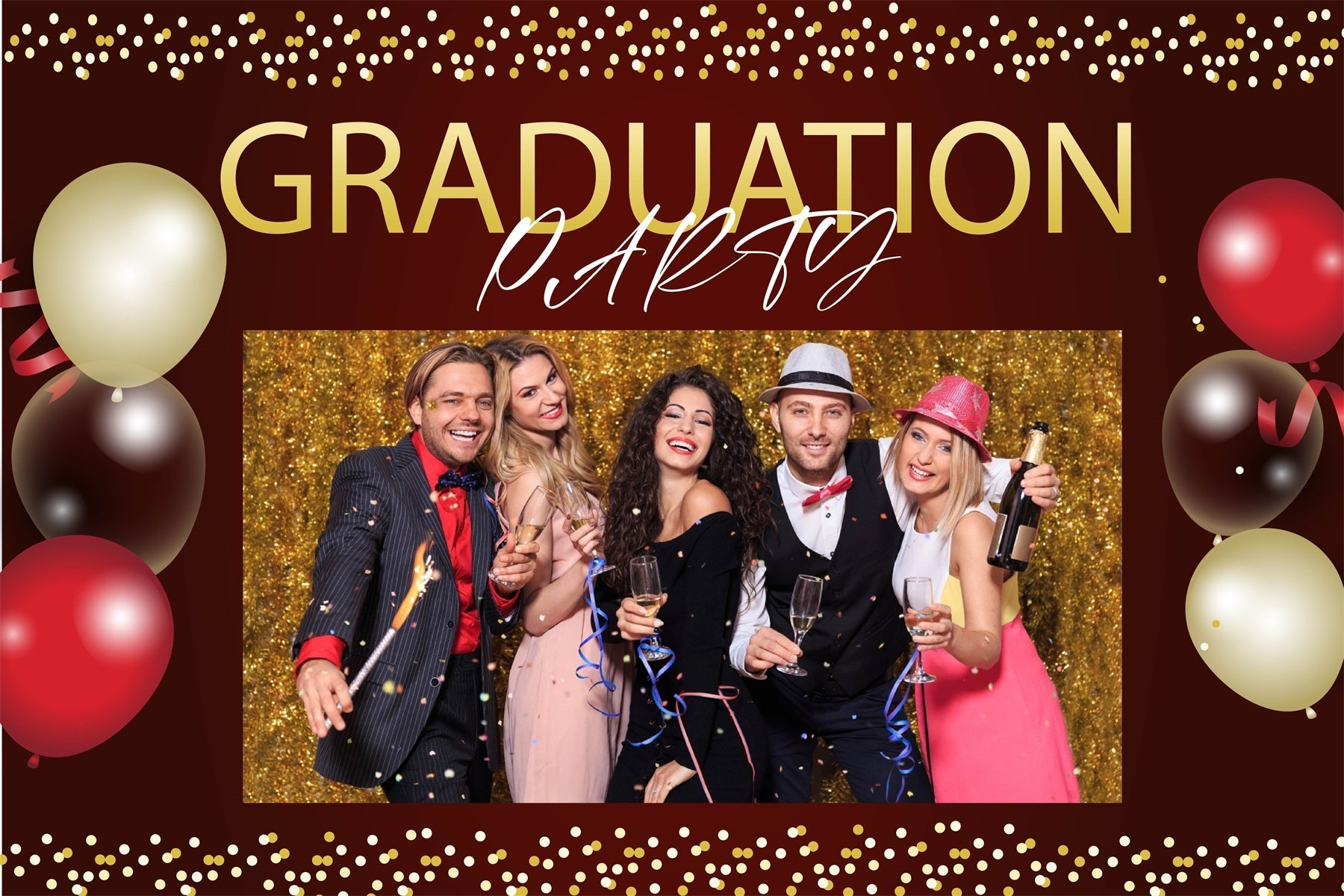 Graduation Backdrop Konfetti Ballon Benutzerdefinierte Party Graduation Backdrop MRR3-188