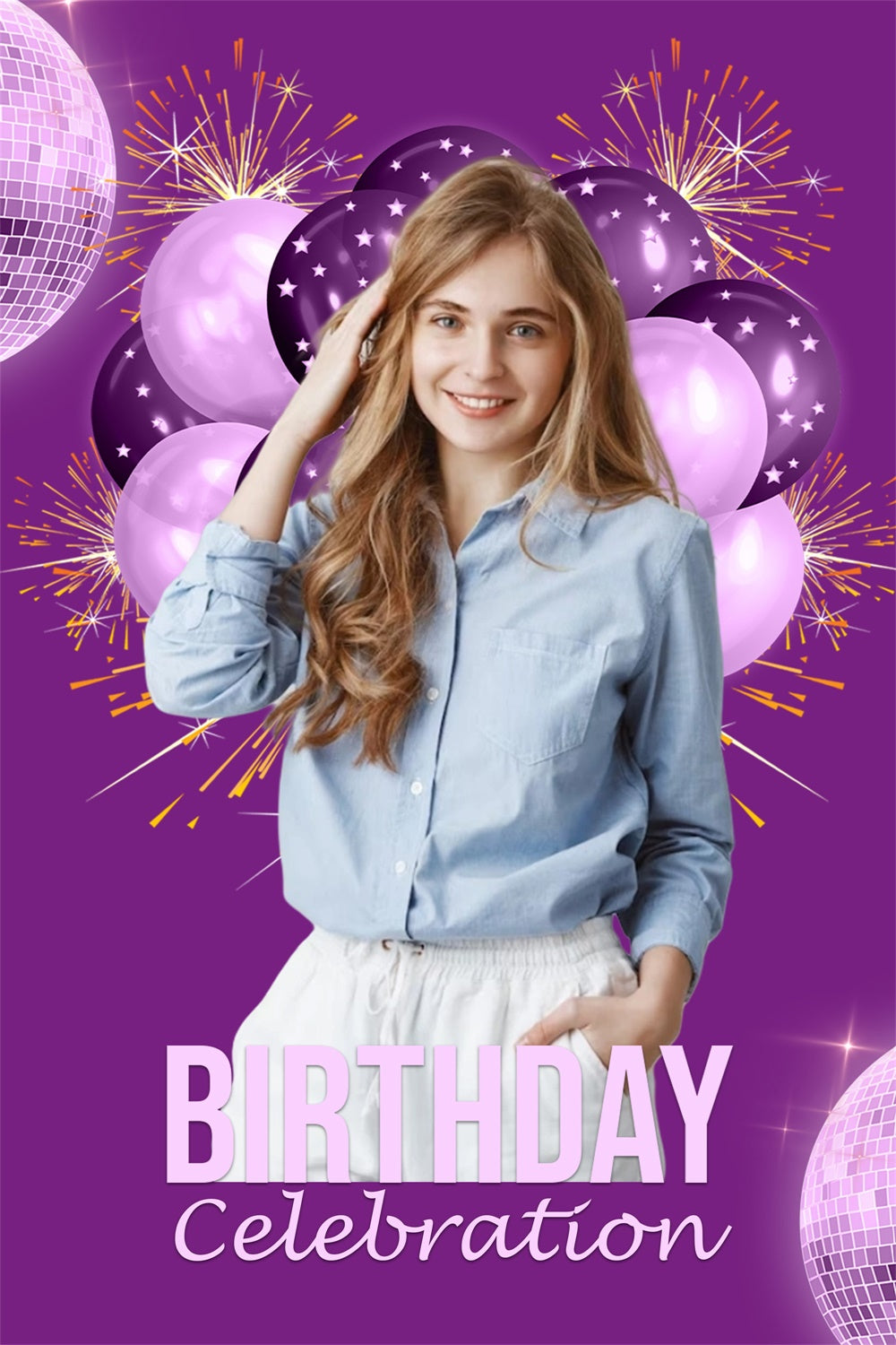 Geburtstag Backdrop Personalisierte Lila Ballon Party Backdrop MRR3-28