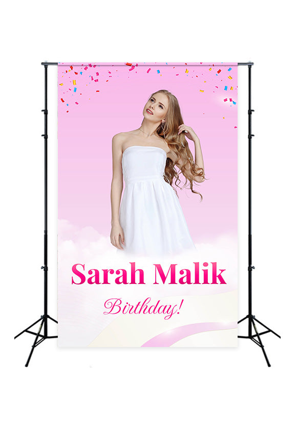 Personalisierte Backdrops Geburtstag Dreamy Rosa Konfetti Backdrop MRR3-29
