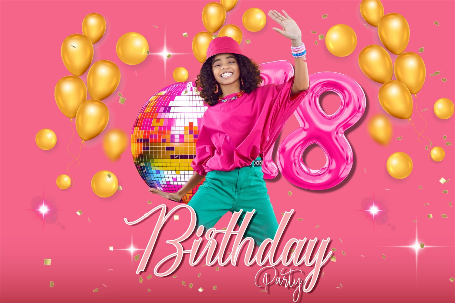 Geburtstag Backdrop Personalisierte Goldene Ballon Party Backdrop MRR3-3