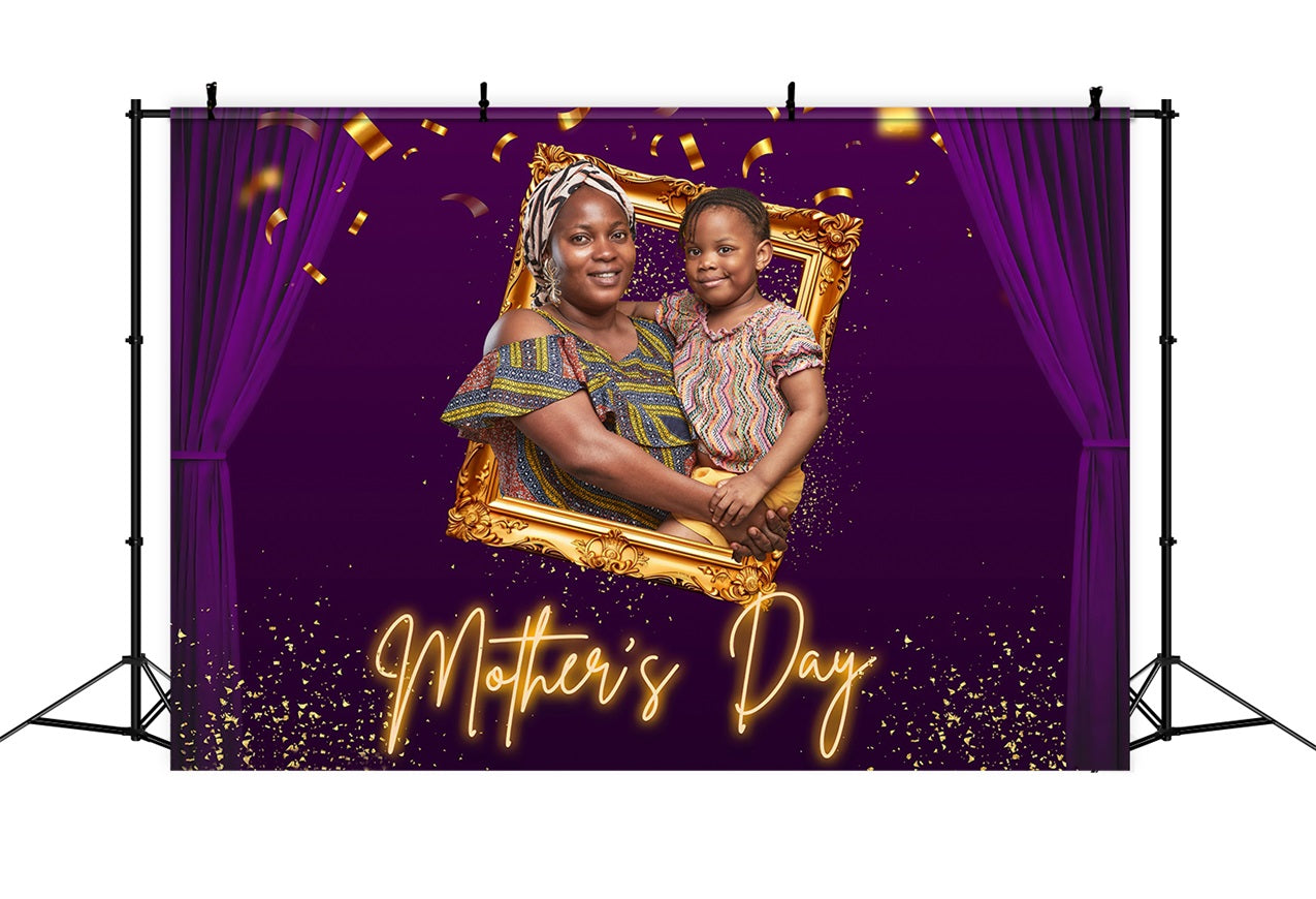 Muttertag Fotohintergrund Lila Goldrahmen Individueller Hintergrund MRR3-41