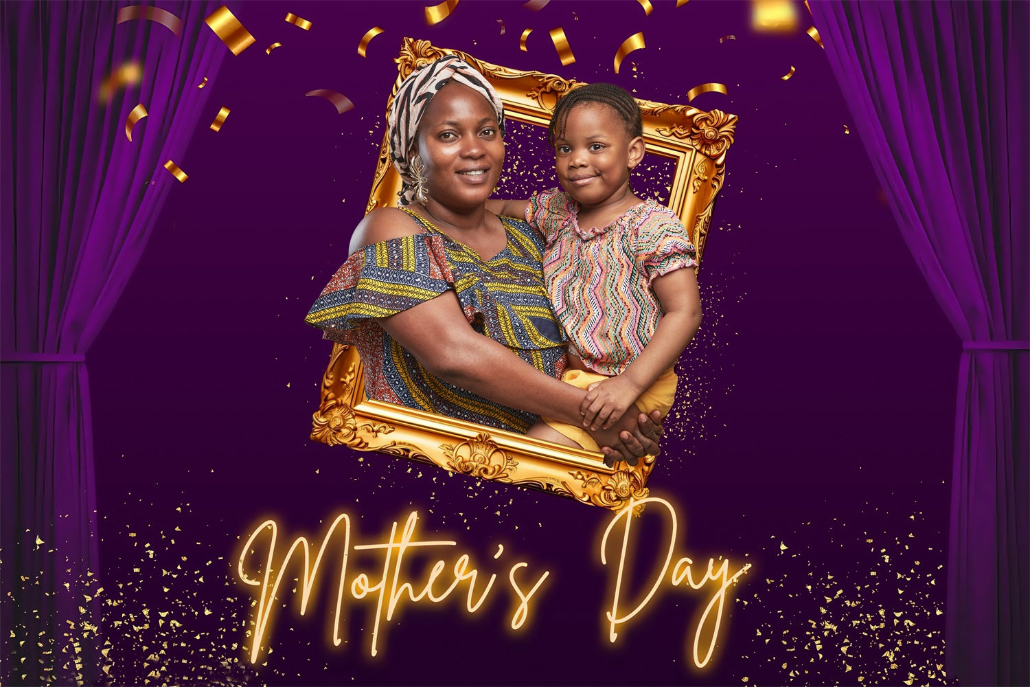 Muttertag Fotohintergrund Lila Goldrahmen Individueller Hintergrund MRR3-41