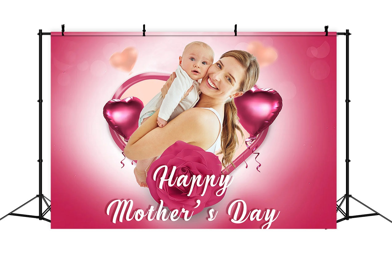 Happy Mother's Day Backdrop Liebe Herz Ballon Rose Personalisierte Backdrop MRR3-47