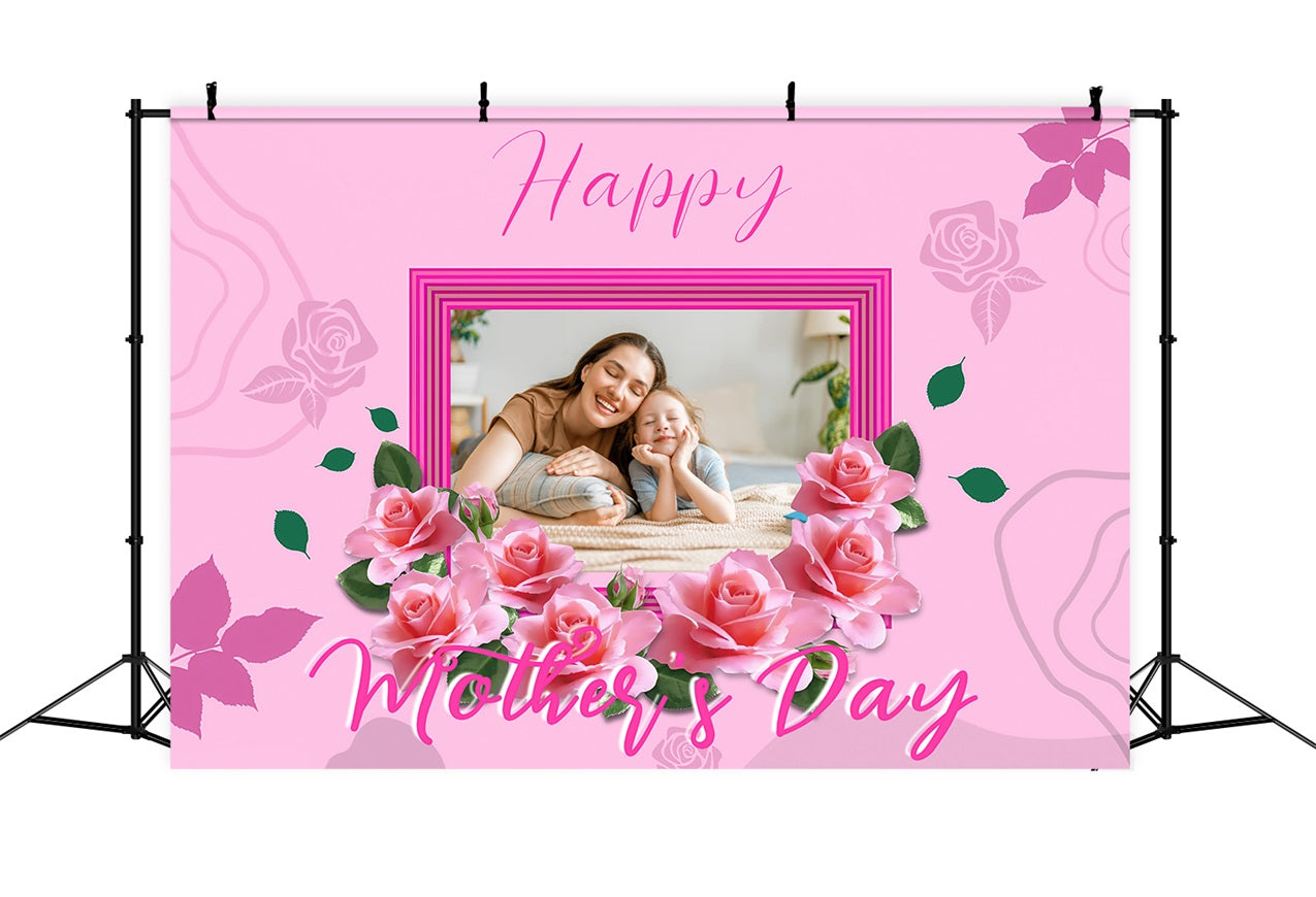 Backdrops für Muttertag Rosa Rosen Rahmen Personalisierte Backdrop MRR3-48