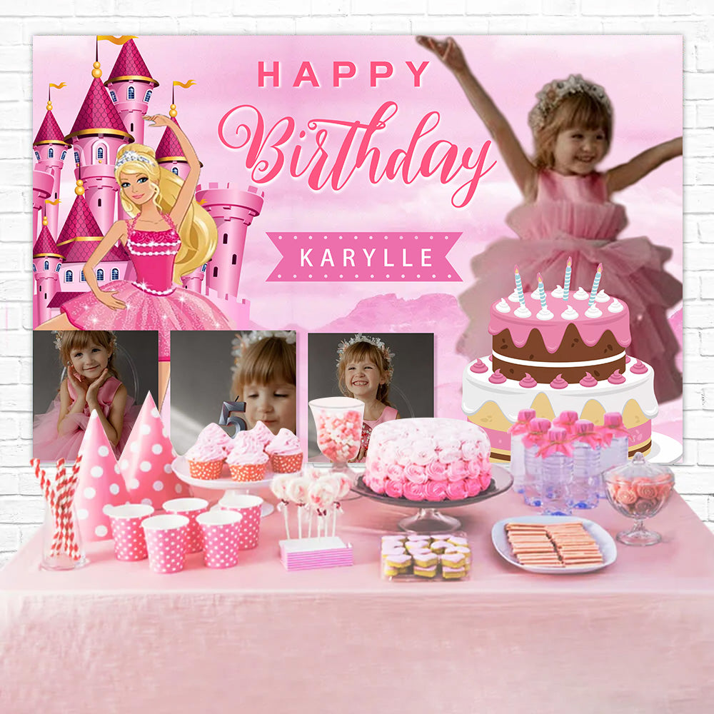 Personalisierte Geburtstagskulisse Magisches Schloss Traumland Hintergrund MRR3-5