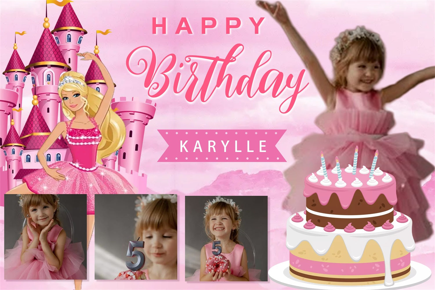 Personalisierte Geburtstagskulisse Magisches Schloss Traumland Hintergrund MRR3-5