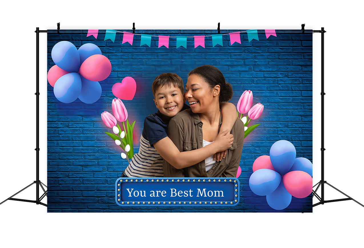 Muttertag Fotokulissen Tulpen Luftballons Feier personalisierte Kulisse MRR3-51