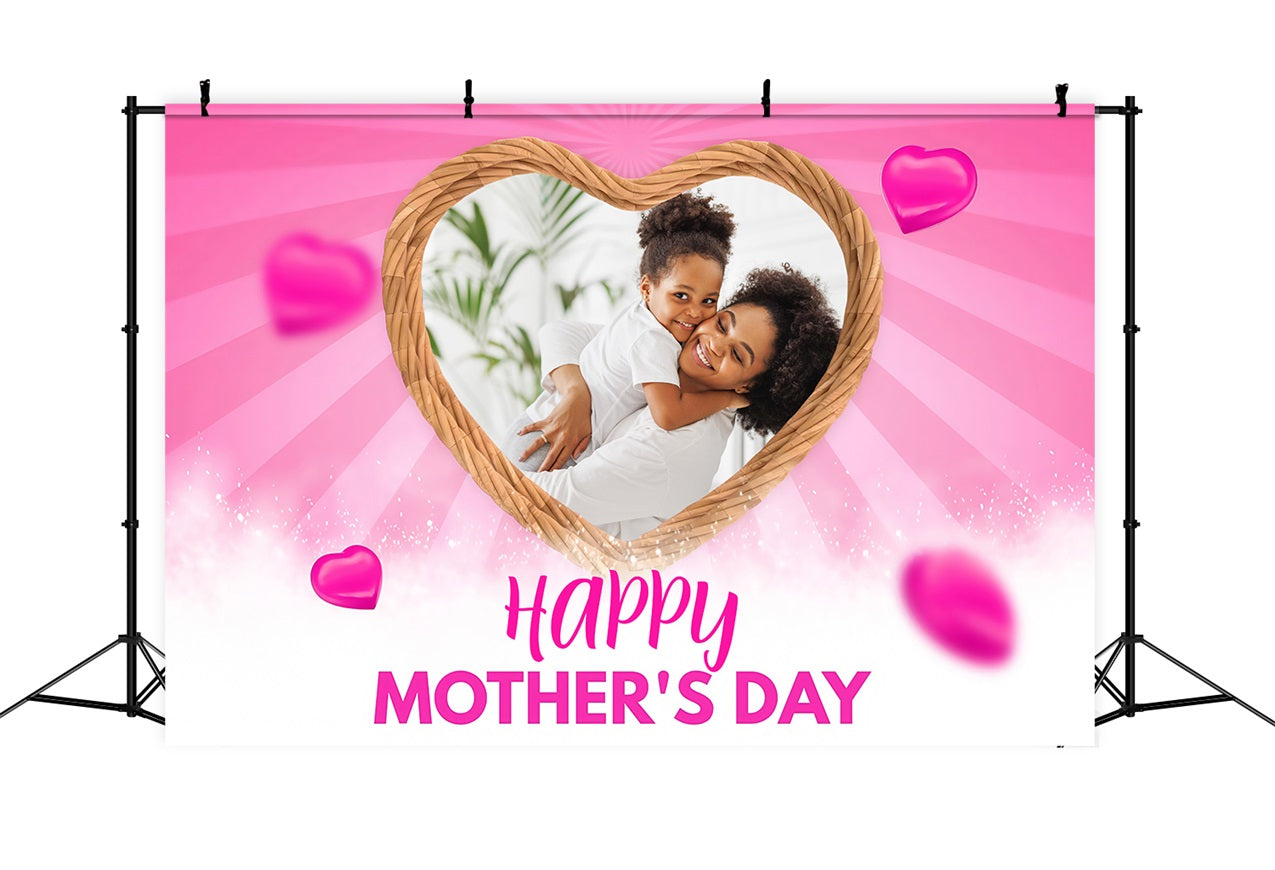 Backdrops für Muttertag Rosa Herzen Rahmen Sparkles Personalisierte Hintergrund MRR3-52