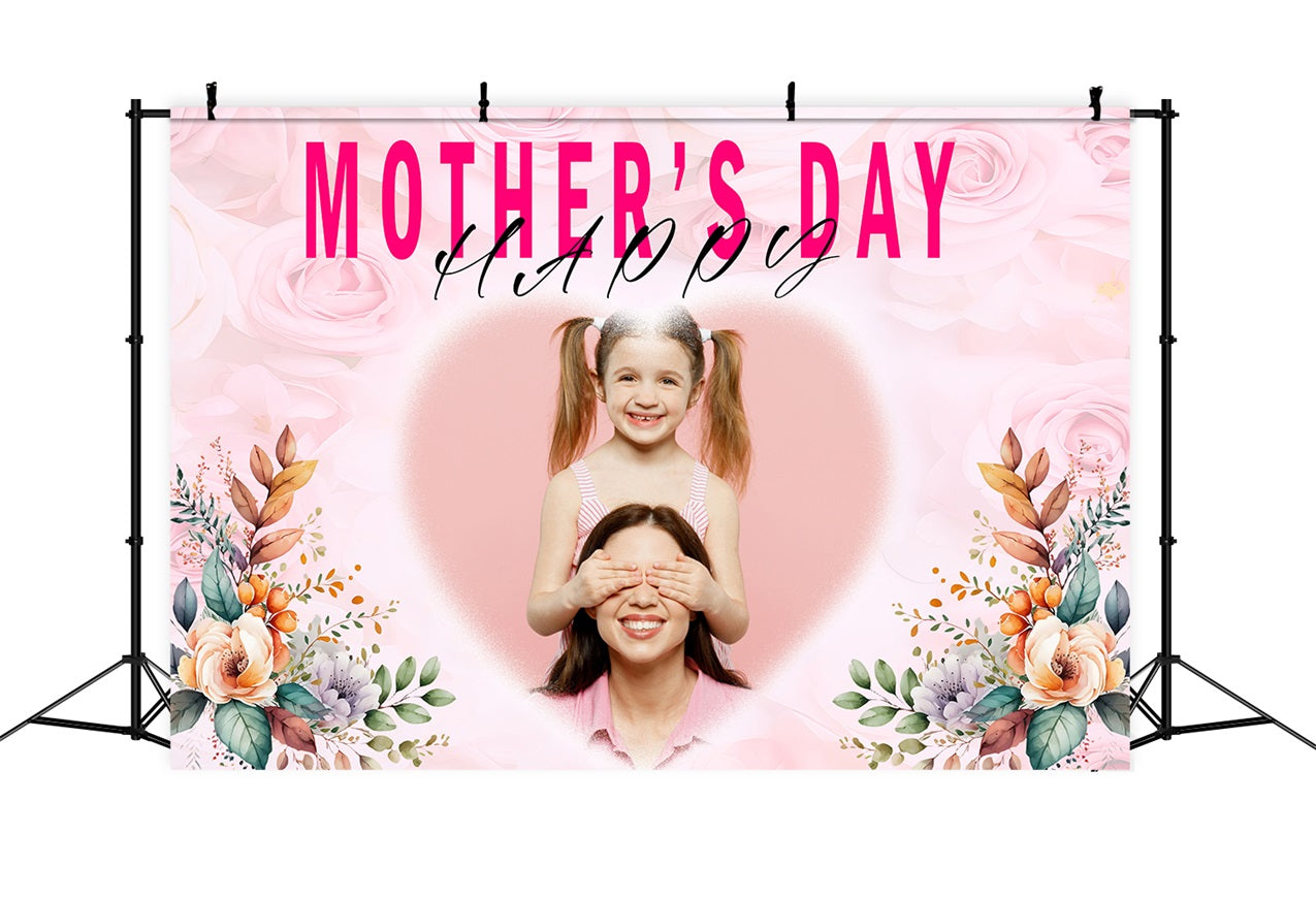 Backdrops für Muttertag Blumen Herz Segen Personalisierte Backdrop MRR3-56