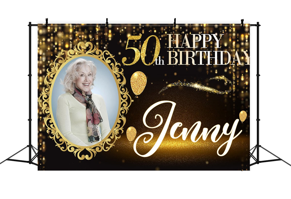 Personalisierte 50. Geburtstag Backdrop Gold Glamour Backdrop MRR3-6