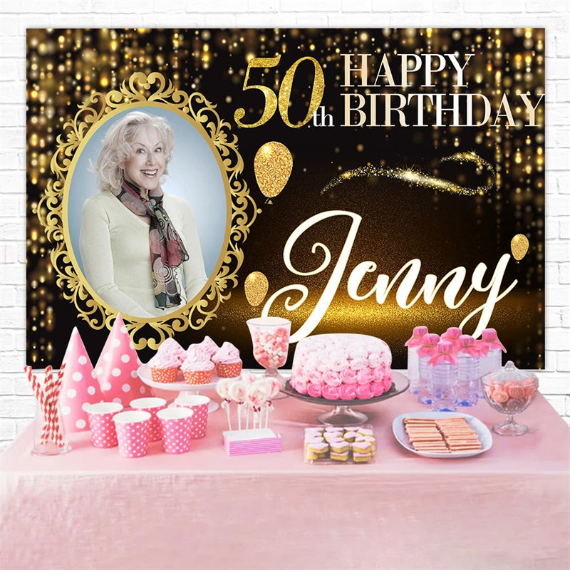 Personalisierte 50. Geburtstag Backdrop Gold Glamour Backdrop MRR3-6