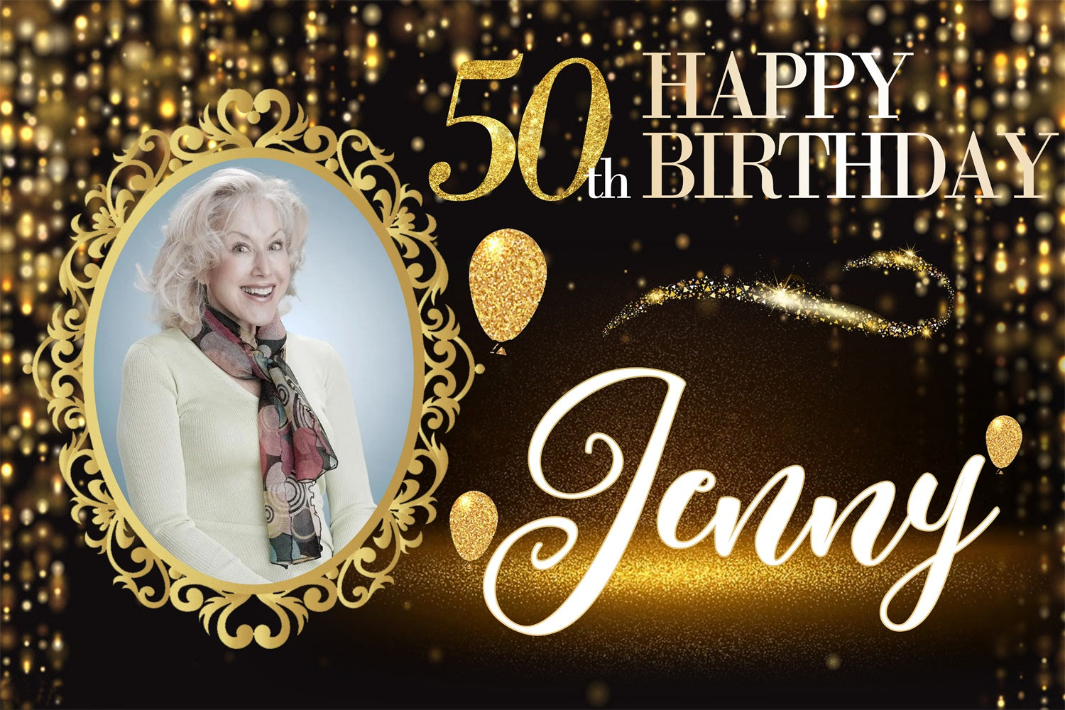 Personalisierte 50. Geburtstag Backdrop Gold Glamour Backdrop MRR3-6