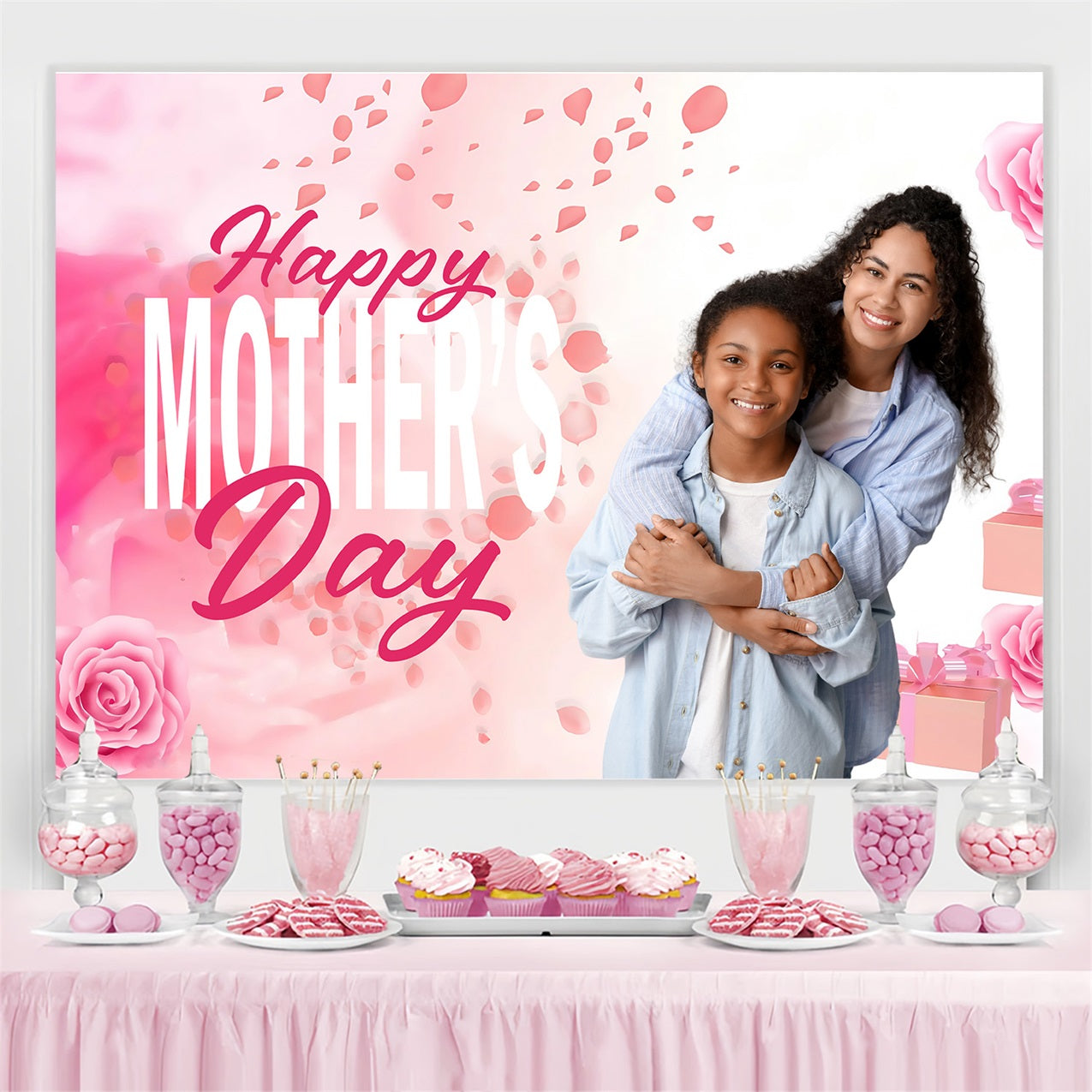 Backdrops für Muttertag Blush Floral Geschenk Personalisierte Backdrop MRR3-60