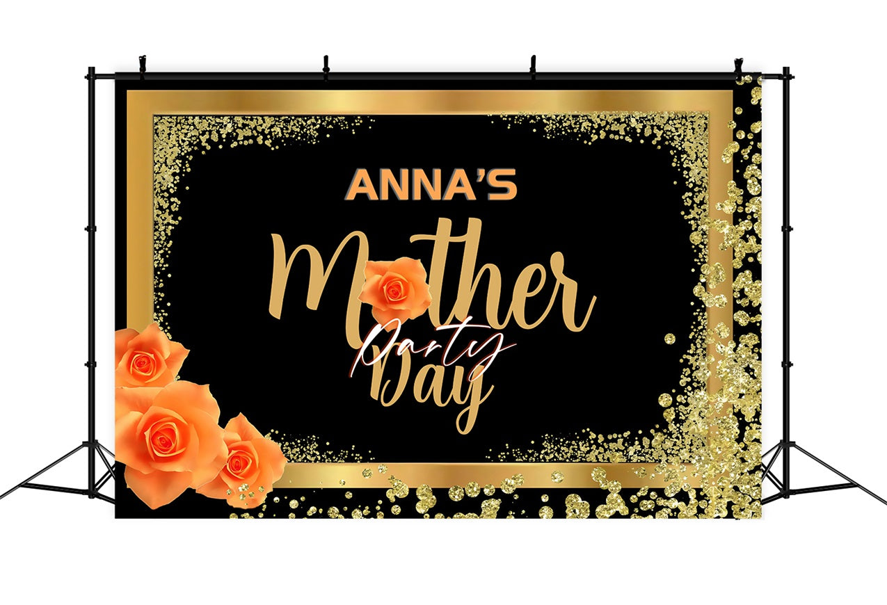 Muttertag Backdrop Gold Schwarz Elegant Party Individuelles Backdrop MRR3-61