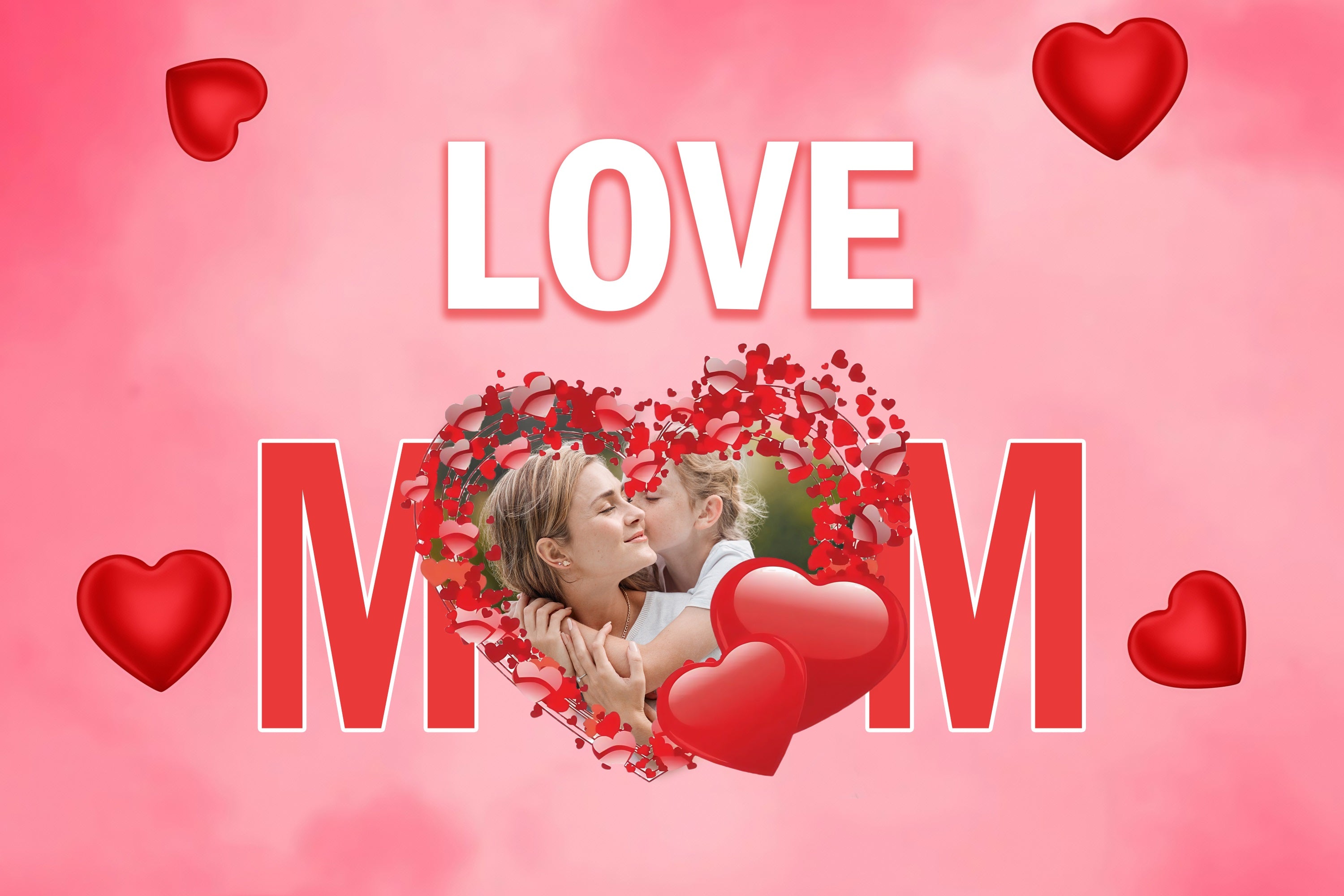 Muttertag Fotokulisse Rotes Herz Liebe Mama Personalisierte Kulisse MRR3-62