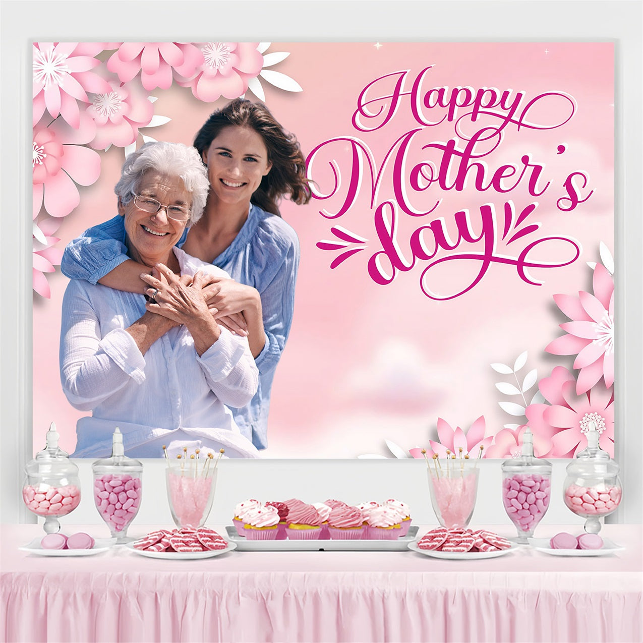 Muttertag Fotohintergrund Rosa Blütenblätter Liebe Personalisierter Hintergrund MRR3-66