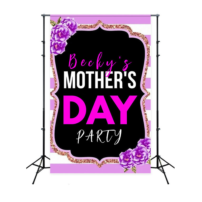 Muttertag Fotokulisse Ideen Floral gestreift Glitter Personalisierte Kulisse MRR3-76