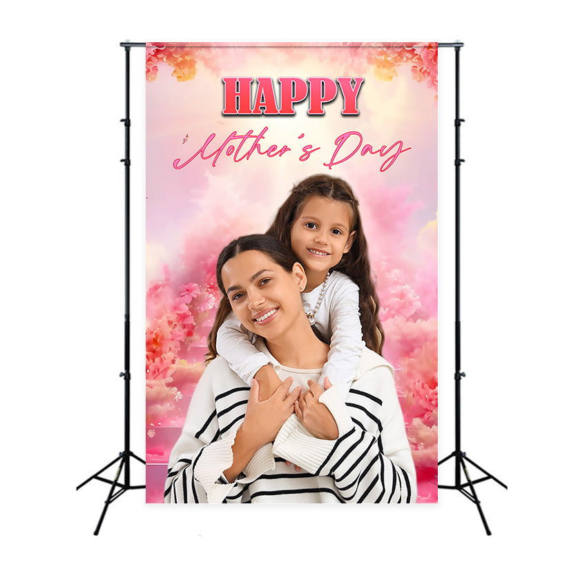 Fotokulissen für den Muttertag Rosa Blütenwolken Personalisierte Kulisse MRR3-77