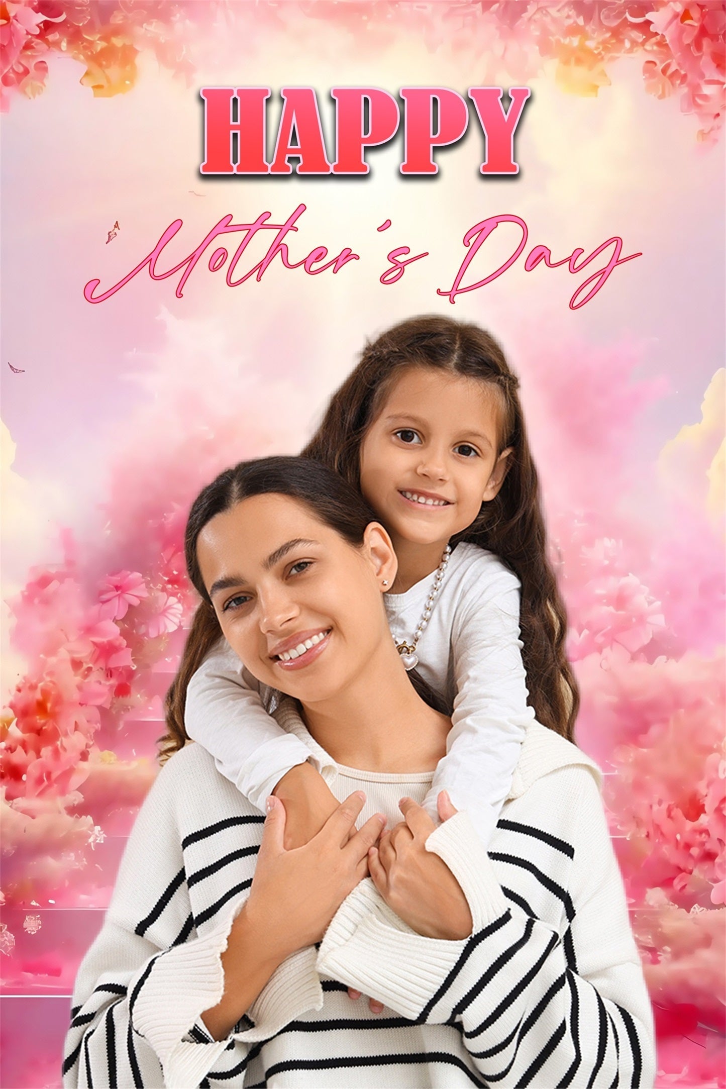 Fotokulissen für den Muttertag Rosa Blütenwolken Personalisierte Kulisse MRR3-77