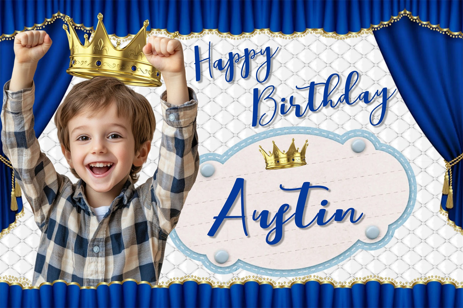 Individuelle Backdrops für Geburtstage Königsblauer Prinz Backdrop MRR3-9