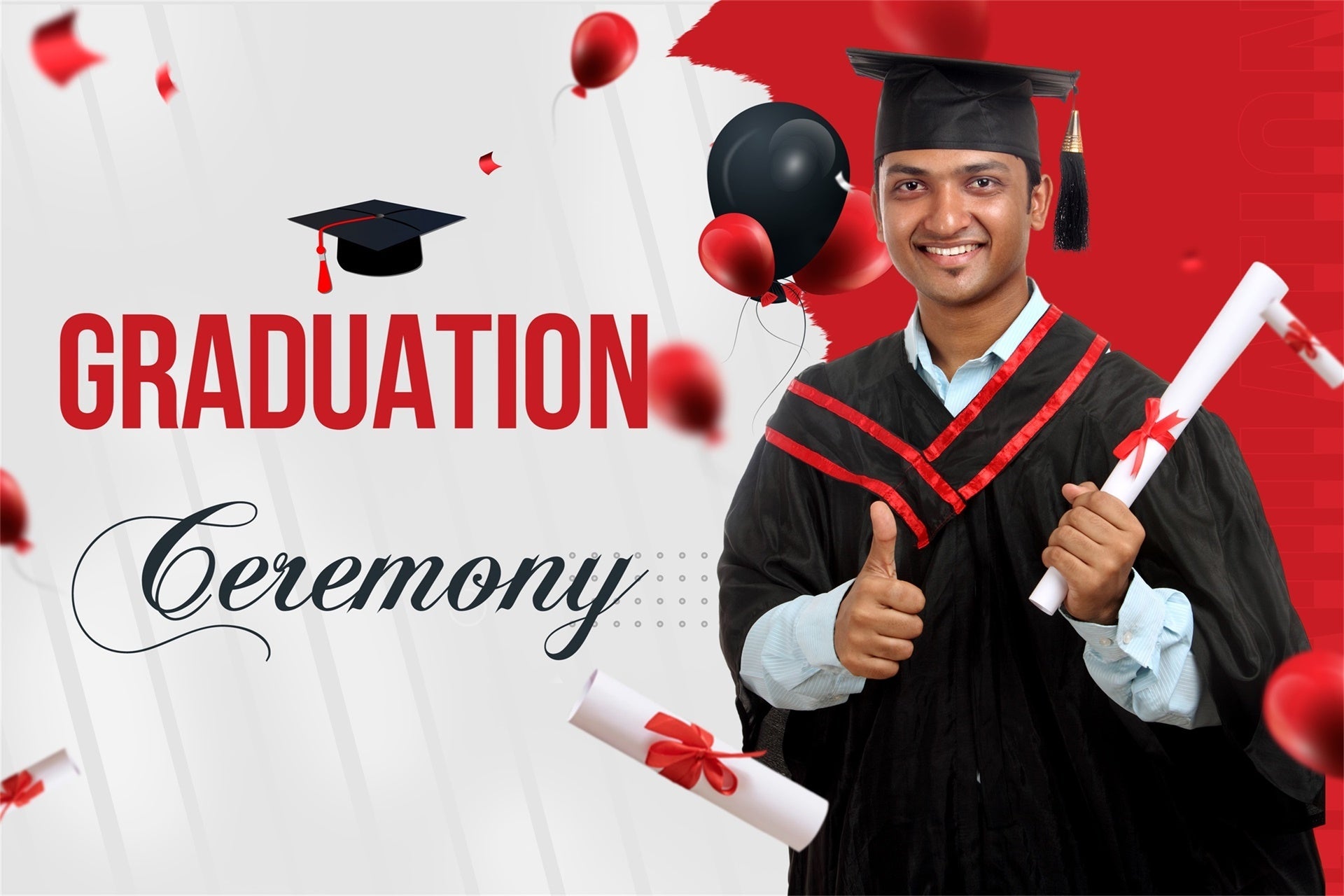 Customized Graduation Backdrop Rot Akzent Ballon Graduation Party Backdrop MRR4-10