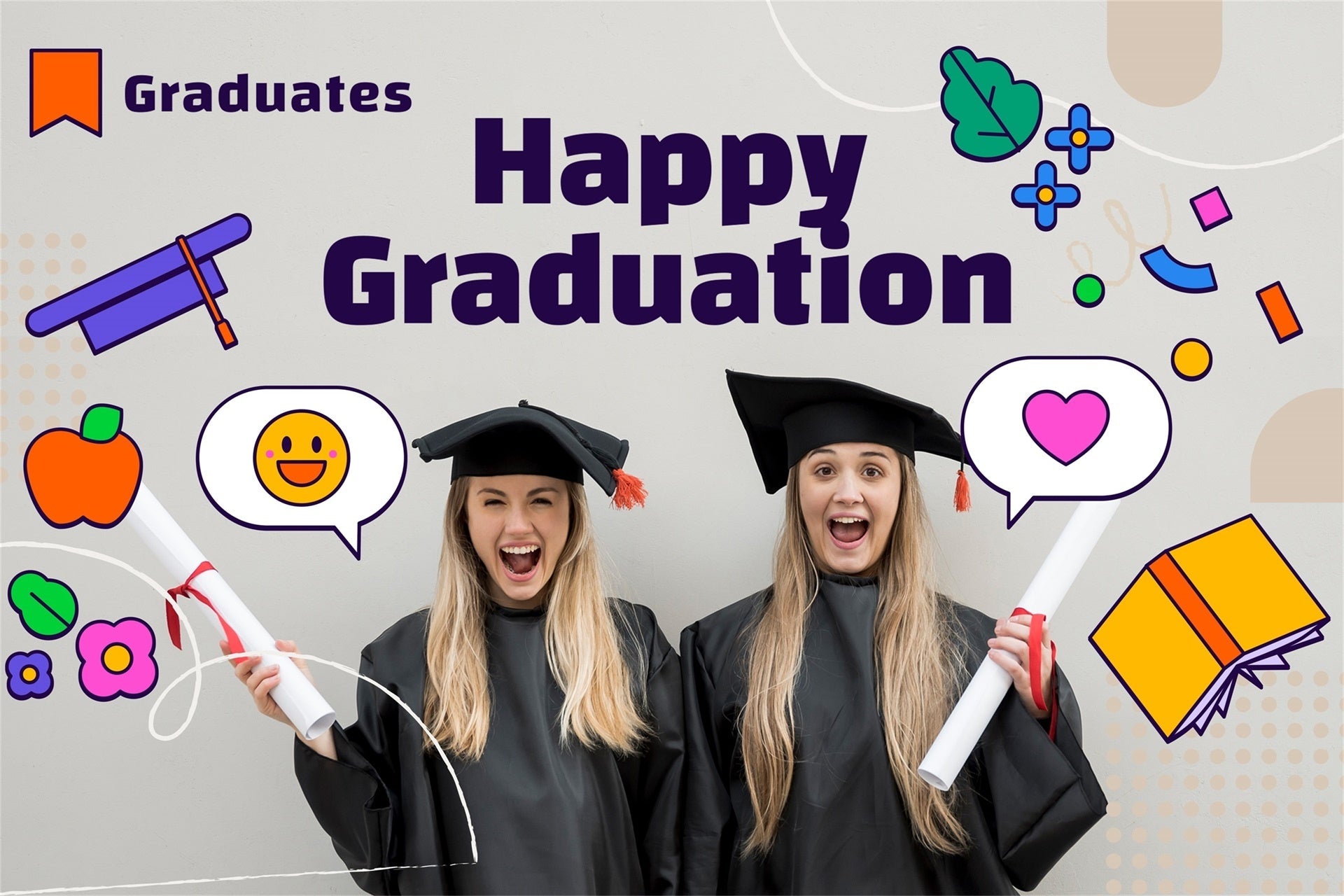 2025 Custom Graduation Backdrop Buntes Doodle Graduation Party Backdrop MRR4-17