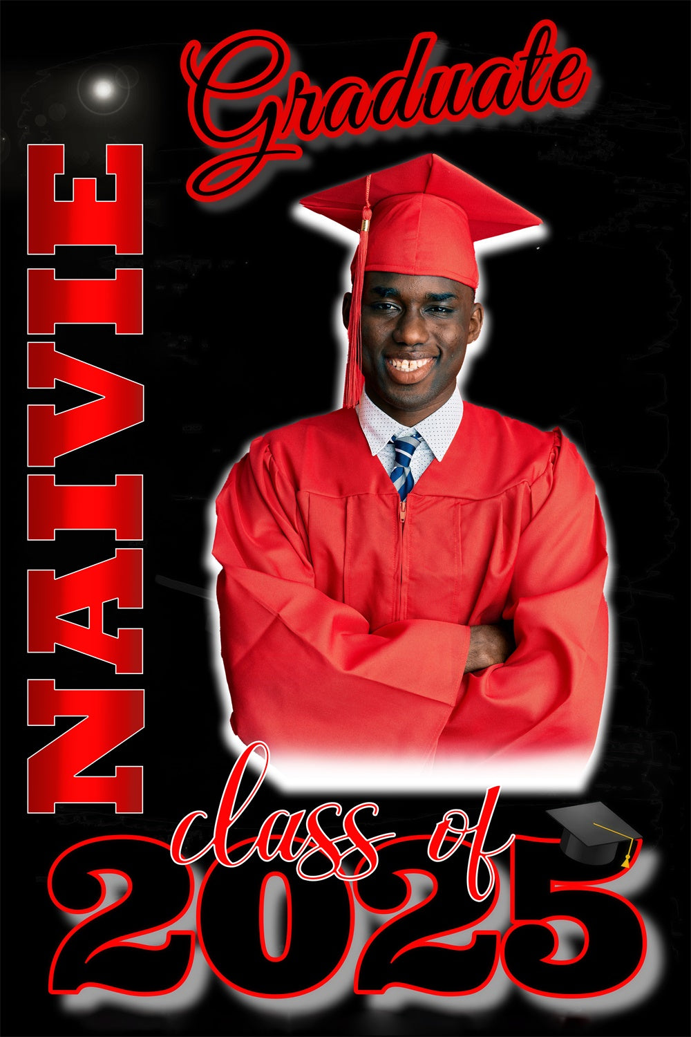Personalisierte Graduation Backdrops Bold Rot Schwarz Graduation Party Backdrop MRR4-29