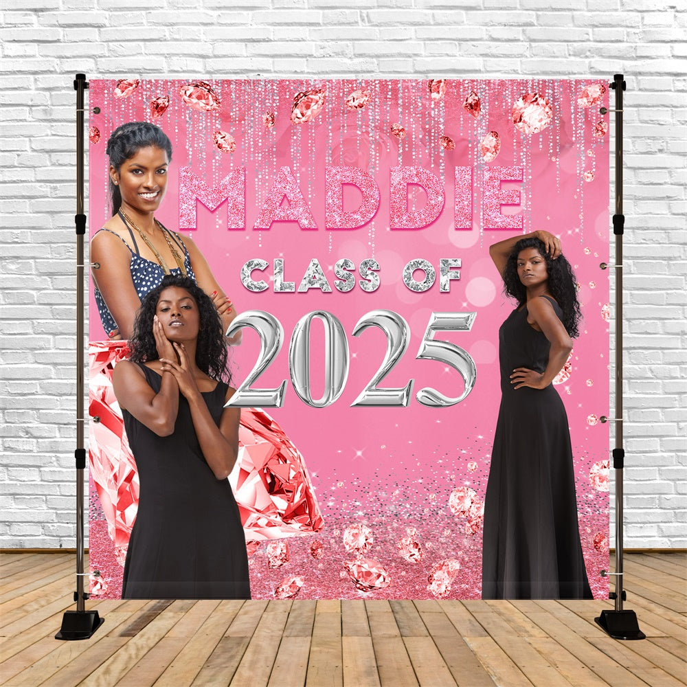2025 Graduation Backdrop Sparkling Pink Personalisierte Graduation Party Backdrop MRR5-10