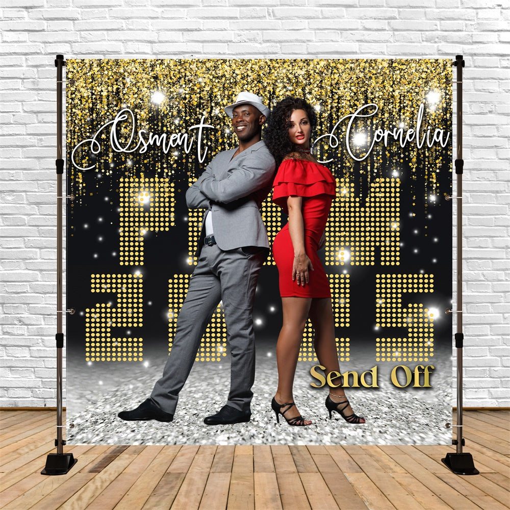 Prom Backdrop Ideen Gold Glam Lights Personalisierte Graduation Party Backdrop MRR5-11