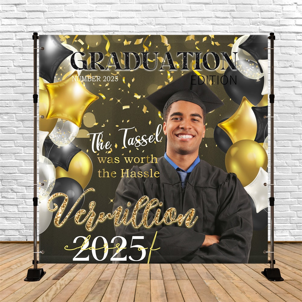 Personalisierte Graduation Backdrop Gold Star Balloons Graduation Party Backdrop MRR5-13