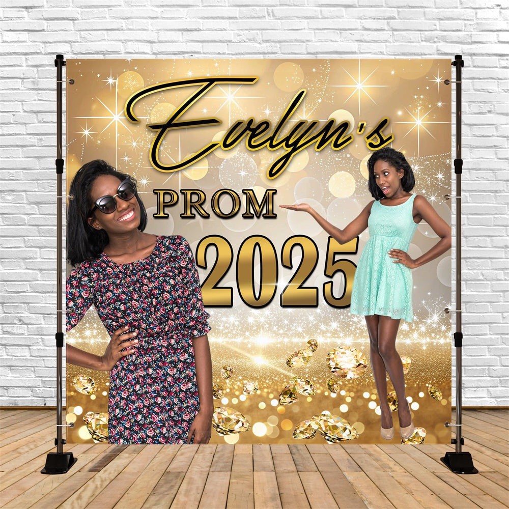 Prom 2025 Backdrop Goldene Lichter Elegant Custom Graduation Party Backdrop MRR5-15