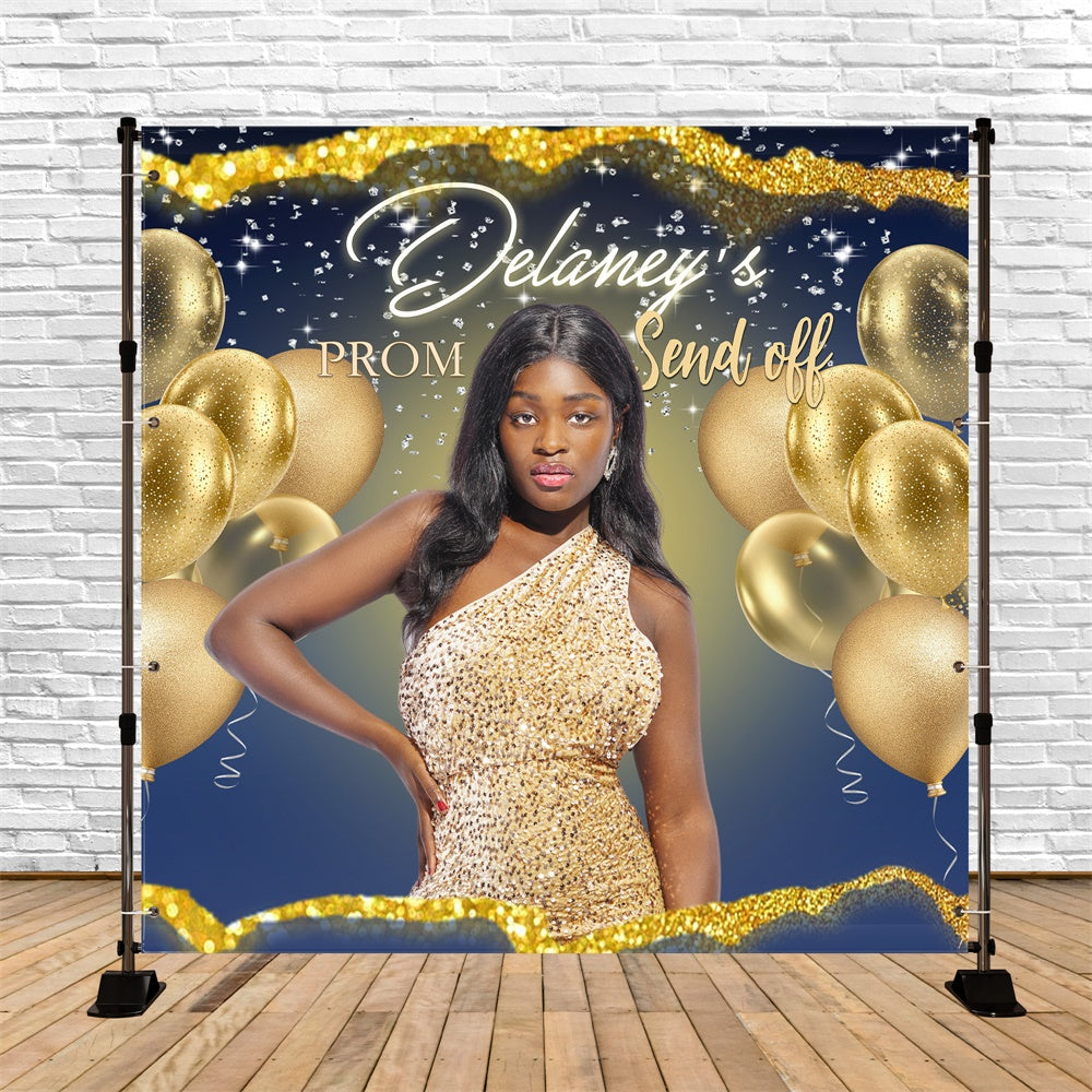 Abschlussball-Hintergrund Luxuriöser Goldballon Personalisierter Abschlussfeier-Hintergrund MRR5-19