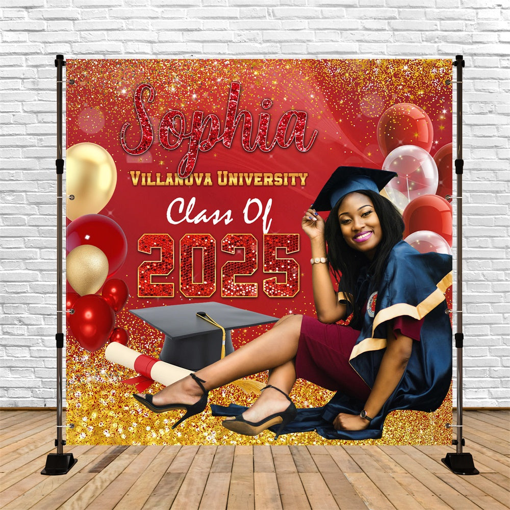 2025 Graduation Backdrop Sparkling Ballon Rot Custom Graduation Party Backdrop MRR5-23
