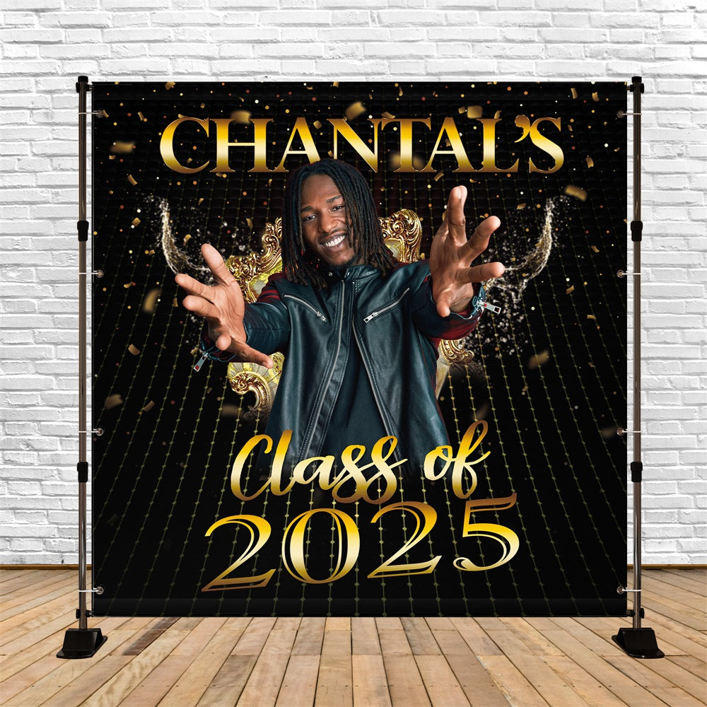 2025 Graduation Backdrop Gold Konfetti Personalisierte Graduation Party Backdrop MRR5-28