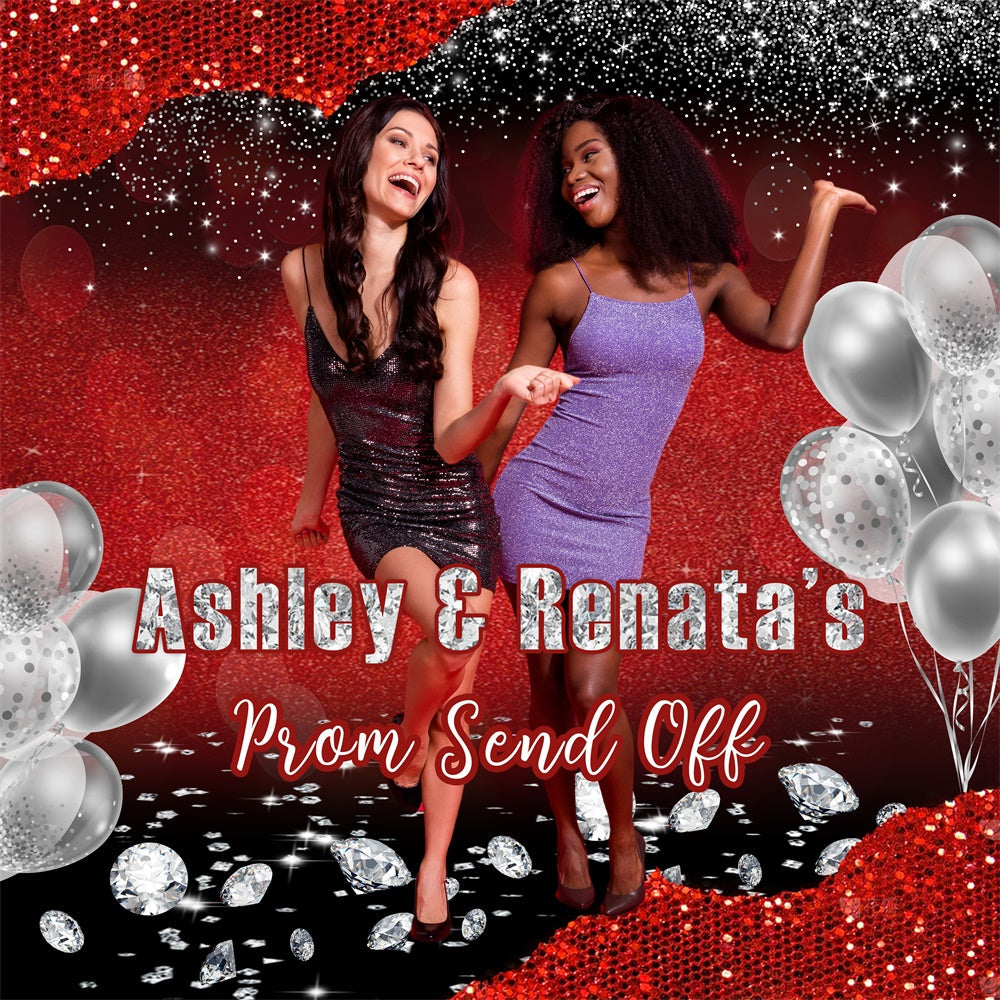 Abschlussball Fotohintergrund Fett Rot Glitter Personalisierte Abschlussfeier Partyhintergrund MRR5-54