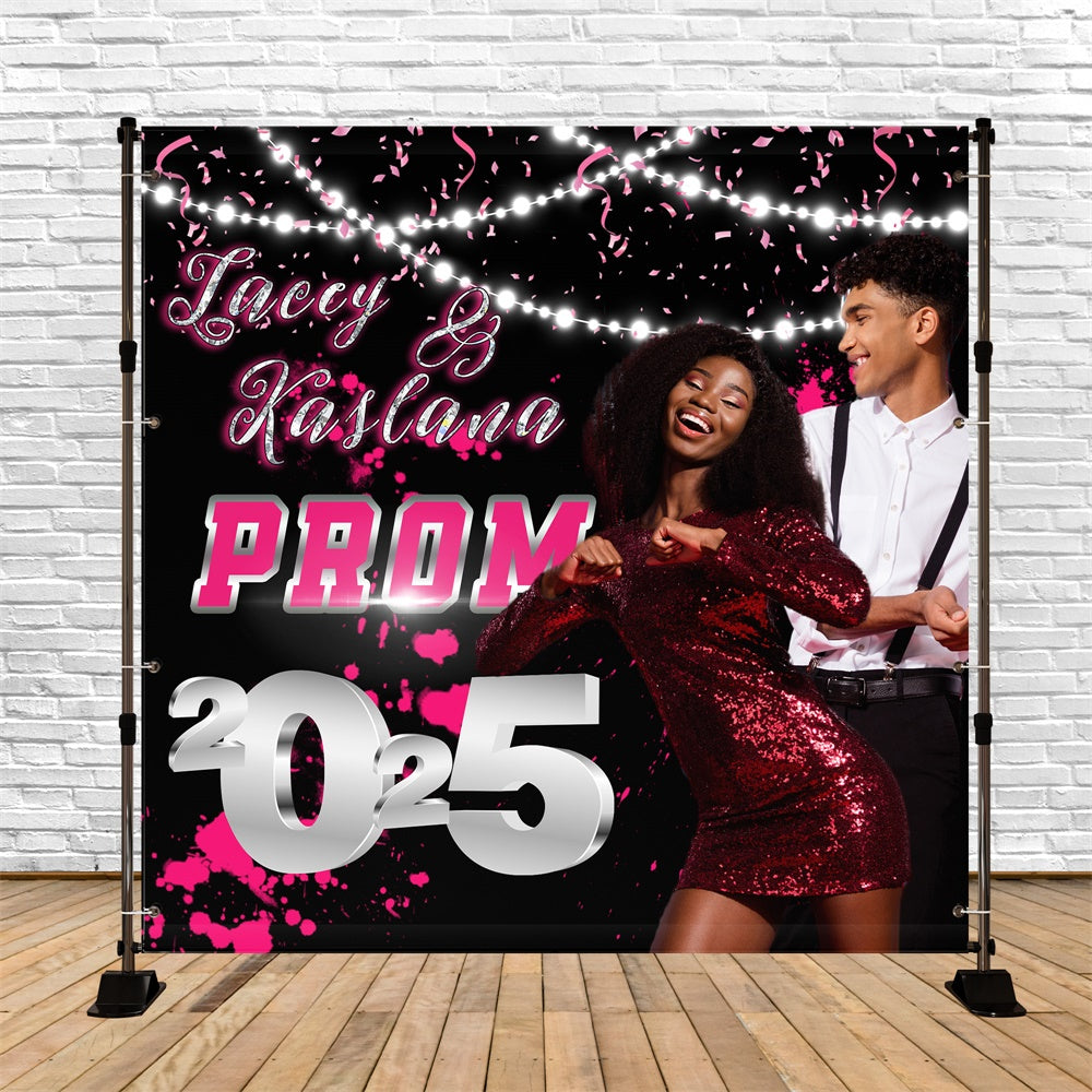 Abschlussball-Hintergrund rosa Konfetti funkelnde personalisierte Abschlussfeier-Hintergrund MRR5-8