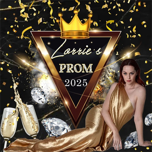 Abschlussball Backdrops Champagner Nacht Glanz Personalisierte Party Graduation Backdrop MRR6-31