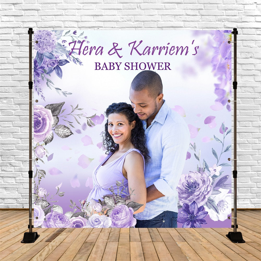 Baby Shower Backdrop Lila Blüte Romantik Custom Backdrop MRR7-10