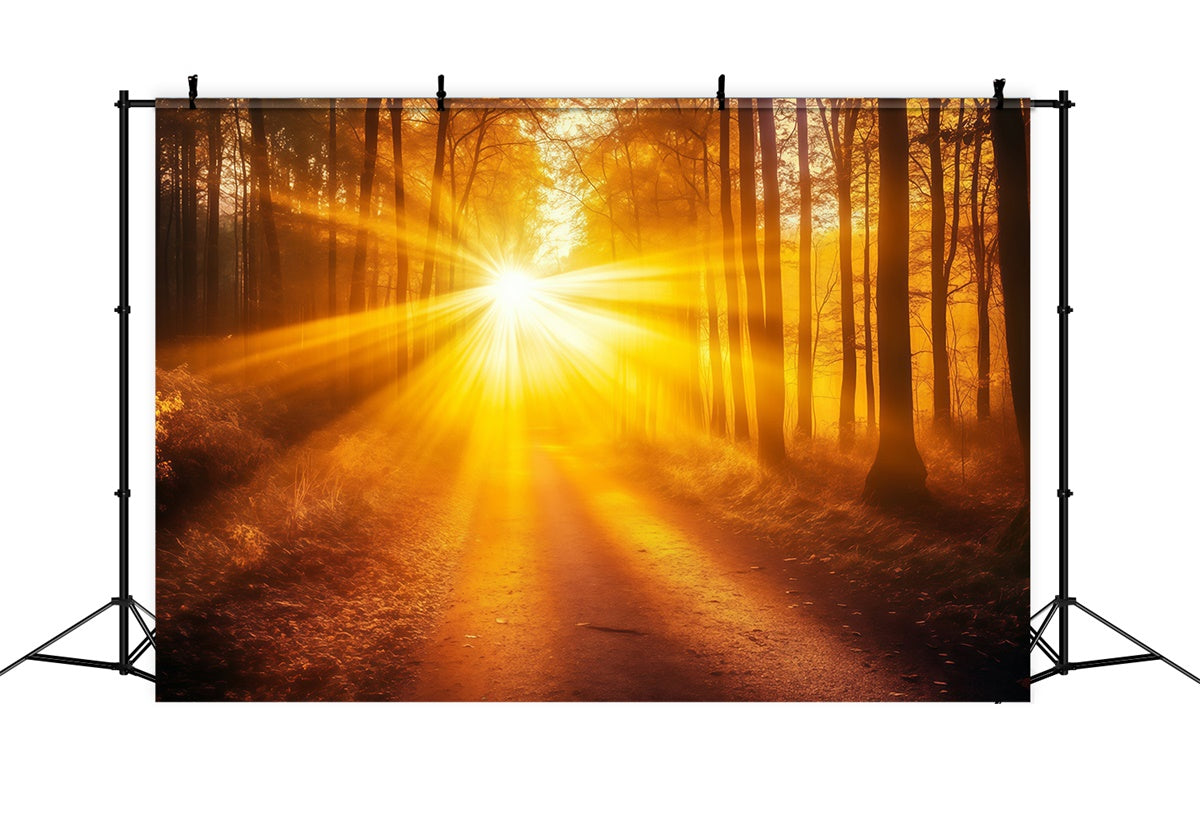 Herbstwald Hintergrundkulisse Strahlender Lichtfall Weg Foto Hintergrund MRR7-103