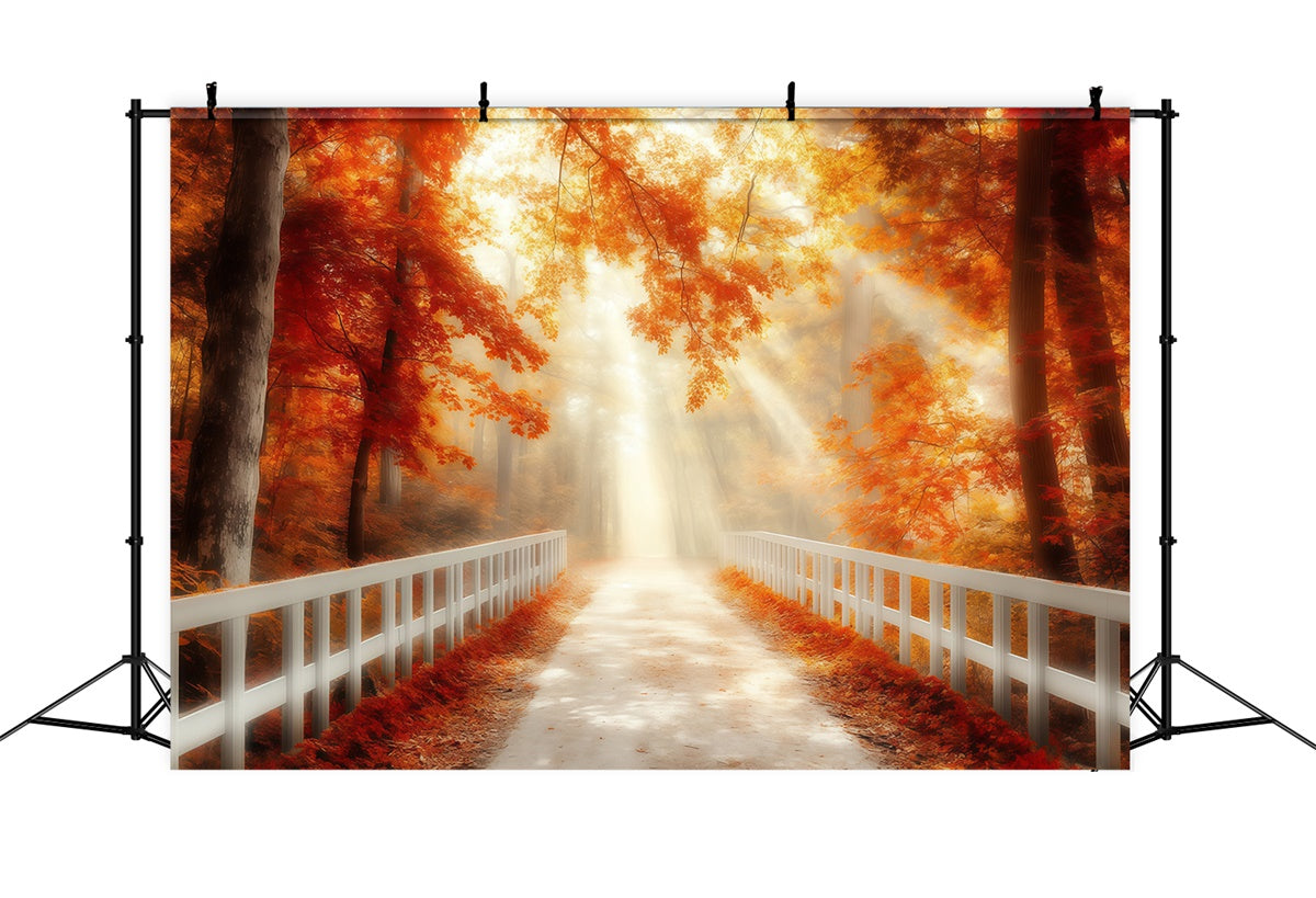 Herbstwald Hintergrundkulisse Goldene Herbstbrücke Foto Hintergrund MRR7-105
