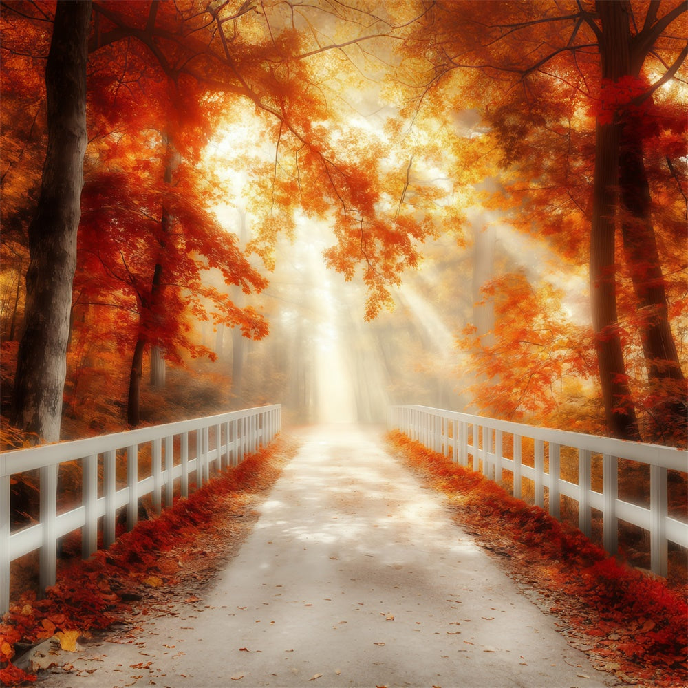 Herbstwald Hintergrundkulisse Goldene Herbstbrücke Foto Hintergrund MRR7-105