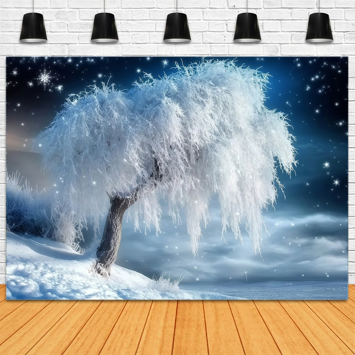 Winterwald Hintergrund Schneefall Gelassenheit Hain Foto Hintergrund MRR7-106