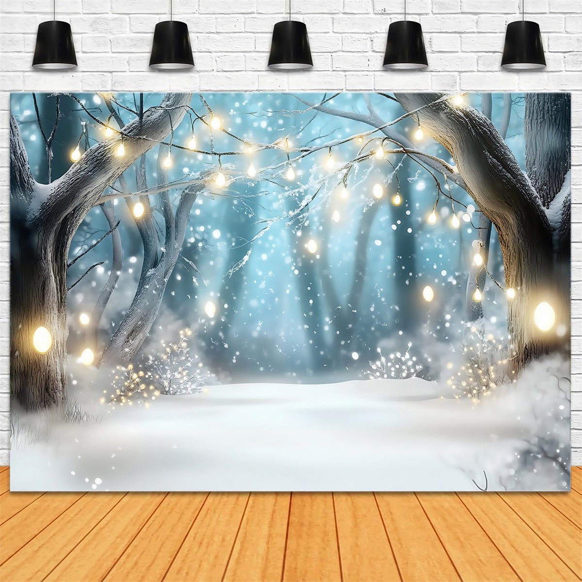 Winter Forest Backdrop Enchanted Snow Glow Foto Hintergrund MRR7-108