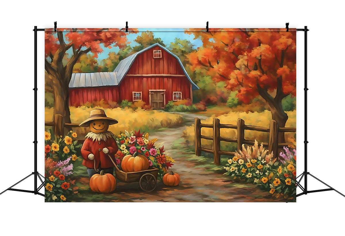 Scheune Backdrop Blumen Kürbisse Delight Herbst Foto Hintergrund MRR7-119