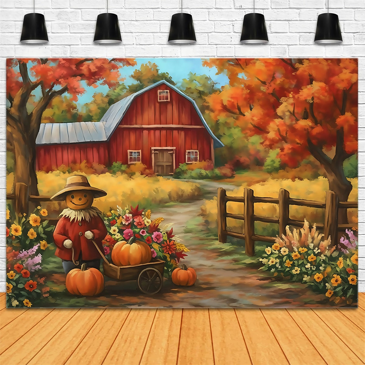 Scheune Backdrop Blumen Kürbisse Delight Herbst Foto Hintergrund MRR7-119