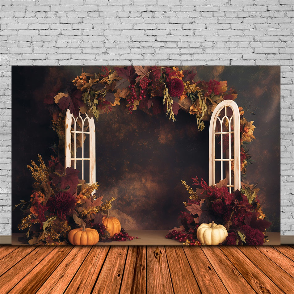 Herbst Fotoshooting Hintergrund Dunkle florale Ernte Backdrops MRR7-122