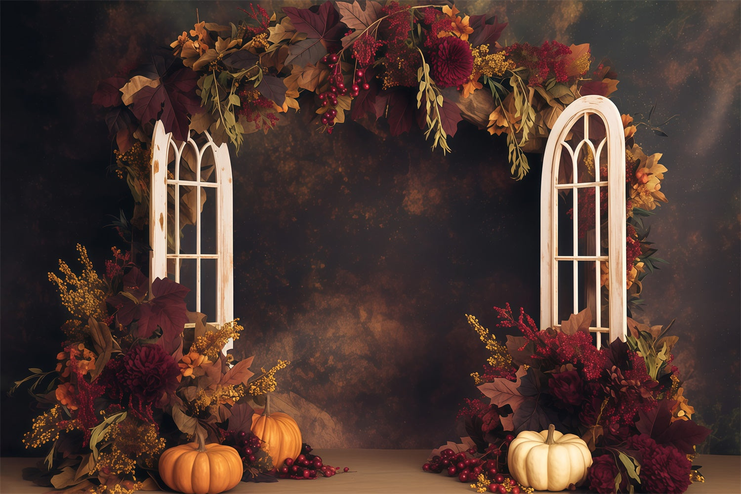 Herbst Fotoshooting Hintergrund Dunkle florale Ernte Backdrops MRR7-122