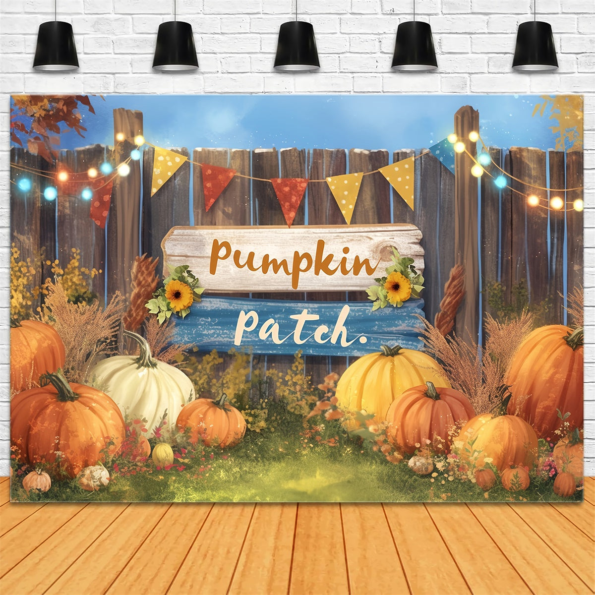 Herbst Fotokulisse Rustikale Banner Kürbis Fotohintergrund MRR7-126