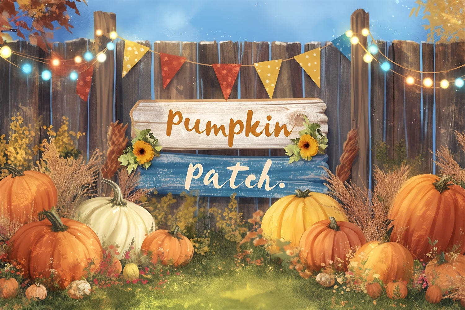 Herbst Fotokulisse Rustikale Banner Kürbis Fotohintergrund MRR7-126